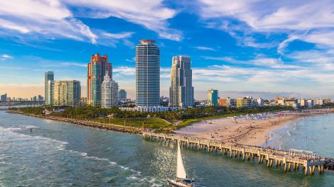 An aerial view of South Beach, Miami, Florida