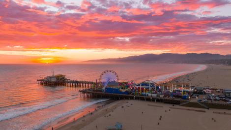 A perfect Pacific Ocean sunset over the Santa Monica Pier