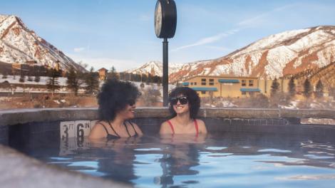 A winter wonderland surrounding Iron Mountain Hot Springs