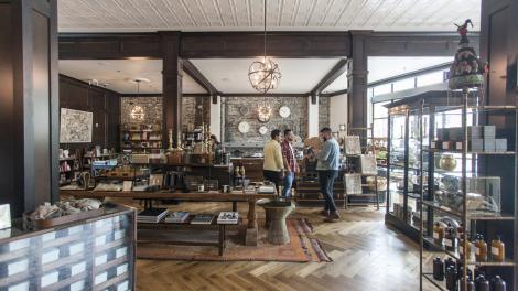 Gift shop, bookstore and coffeehouse at the Oxford Exchange in Tampa, Florida