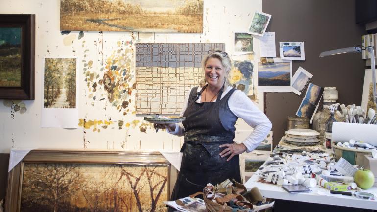An artist at work in her studio in Asheville, North Carolina