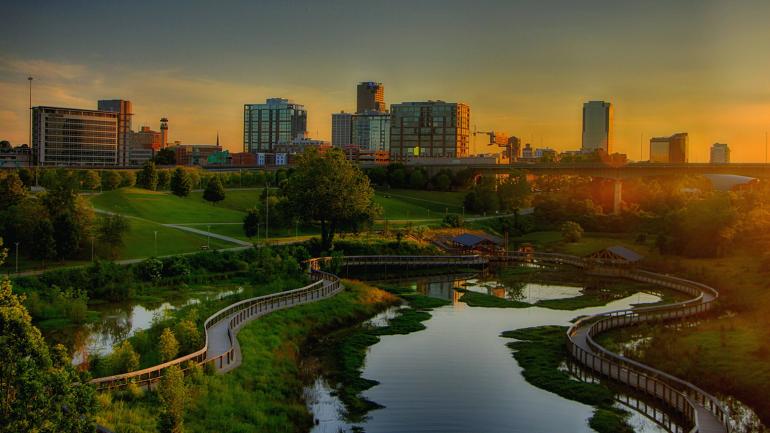 Uma vista aérea de Little Rock, no estado de Arkansas