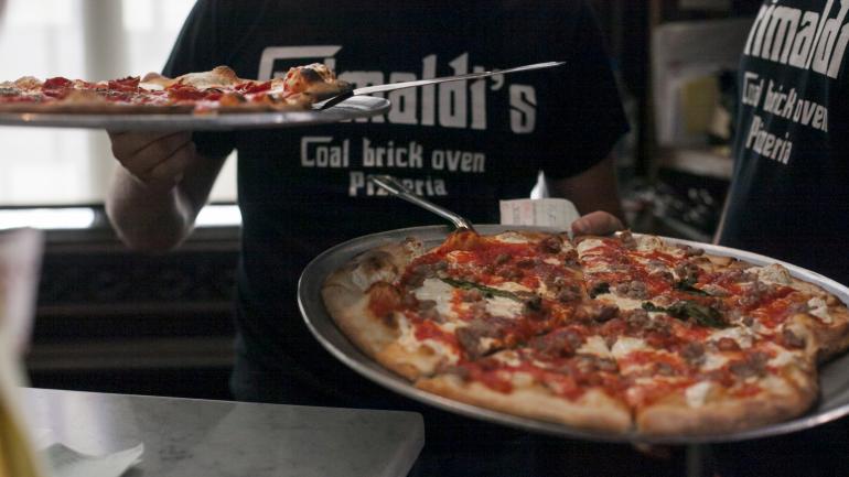 Pizza at Grimaldi’s in New York City