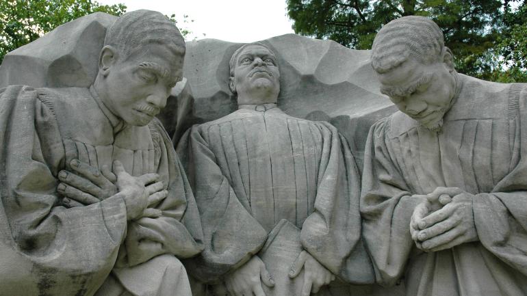 The clerics statue in Kelly Ingram Park in Birmingham, Alabama