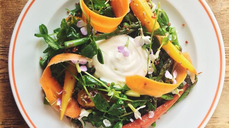 查尔斯顿 FIG 餐厅的主厨 Jason Stanhope 选用稀有蔬菜烹制精品沙拉并作为特色菜肴的配菜。