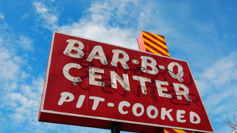 Visiting Bar-B-Q Center in Lexington for hickory smoked pit-cooked barbeque 
