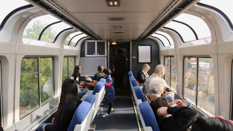 Observation car on an Amtrak train