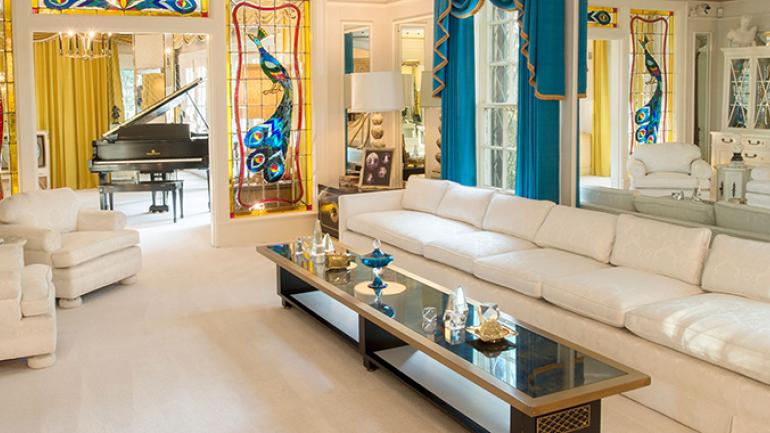 Elvis Presley's living room at Graceland, his mansion in Memphis, Tennessee