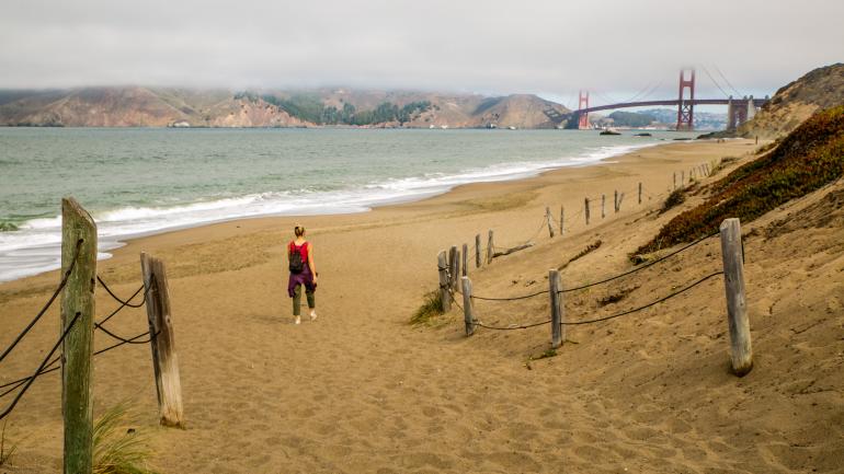 Baker Beach with views of the Golden Gate Bridge in San Francisco