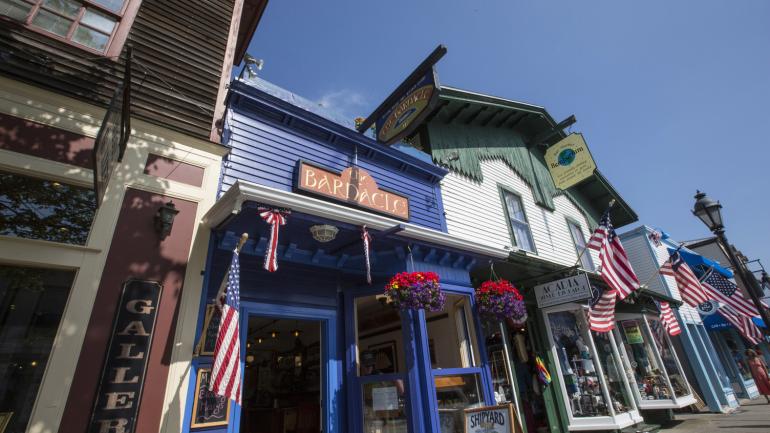 Colorful local charm in downtown Bar Harbor