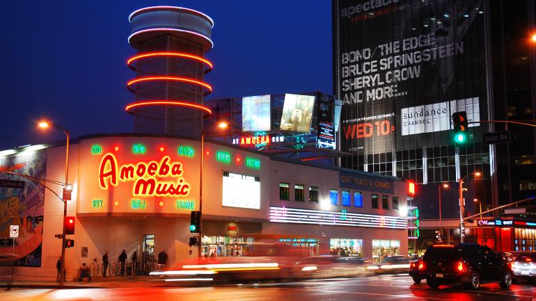 Amoeba Music, the largest independent record store in the world, in Los Angeles, California