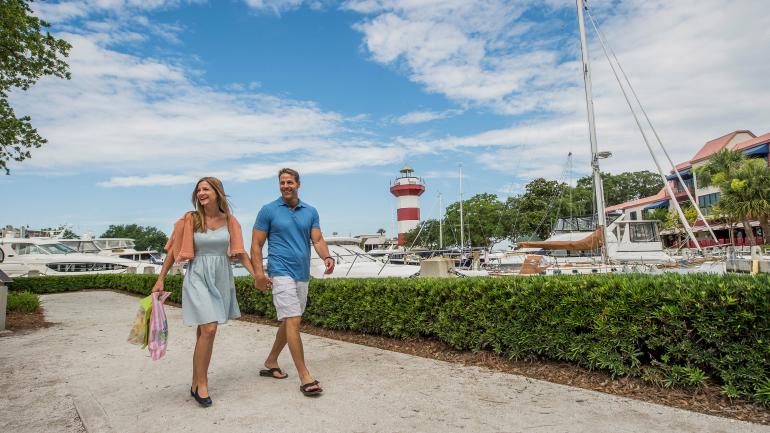 Sightseeing near the Harbour Town Lighthouse on Hilton Head Island, South Carolina