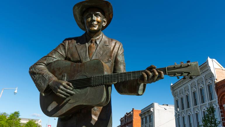Statue of Hank Williams outside the museum dedicated to the country music legend in Montgomery