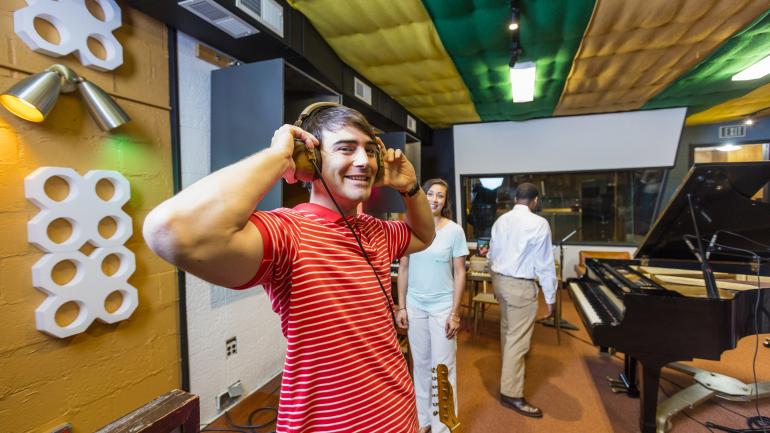 Checking out behind-the-scenes exhibits at Muscle Shoals Sound Studio