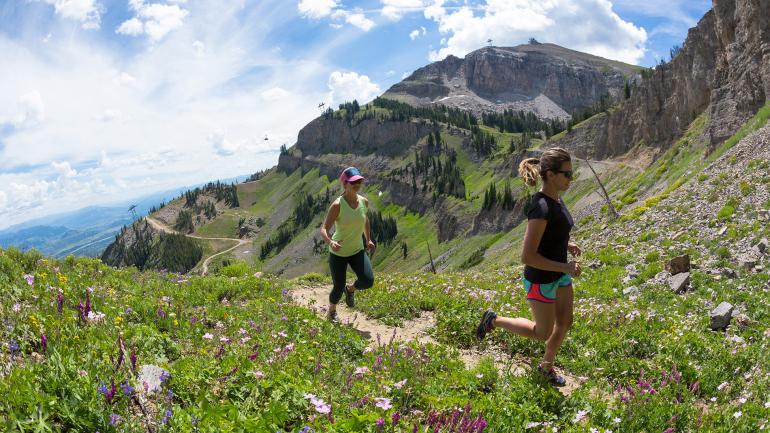 A summertime run in the mountains near Jackson Hole Mountain Resort, Wyoming