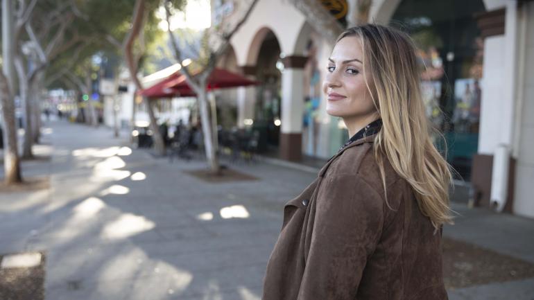 Kat Meoz exploring a West Hollywood street