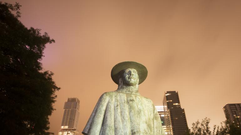 An Austin scuplture honoring musician Stevie Ray Vaughan