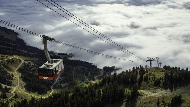 Dizzying views from the aerial tram at Jackson Hole Mountain Resort in Wyoming