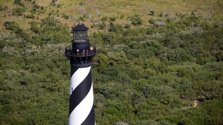 Visitors at the top of the Cape Hatteras Lighthouse
