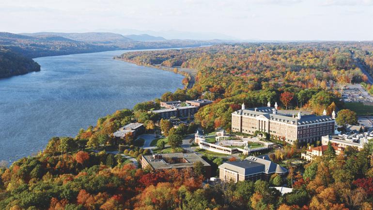 Vista aérea del Culinary Institute of America en Hudson Valley, Nueva York