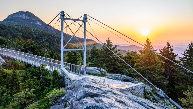  Breathtaking views of Grandfather Mountain at sunrise from the Mile High Swinging Bridge
