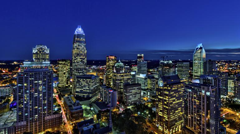 The Charlotte, North Carolina, skyline at night