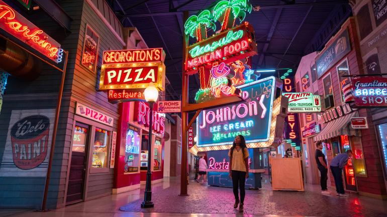 Colorful neon signs fill the galleries of the American Sign Museum in Cincinnati