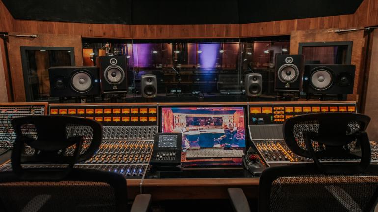 The intricate soundboards of Historic Studio A at Capricorn Sound Studios, where Southern rock artists such Charlie Daniels and The Allman Brothers Band recorded their hits