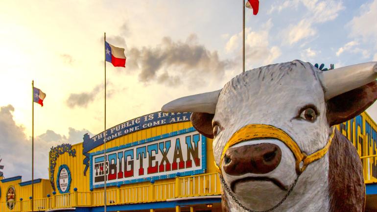 The iconic front entrance to Big Texas Steak Ranch in Amarillo 