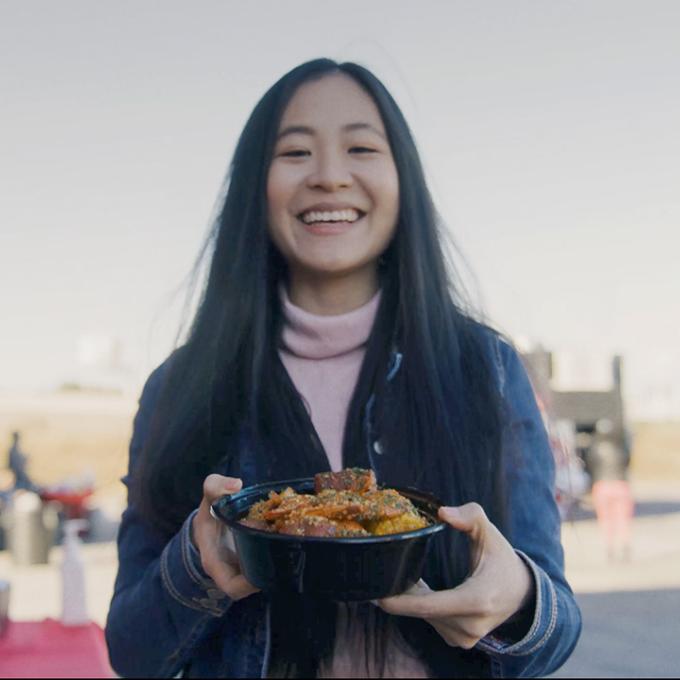 Showing off a popular dish of cuisine in Houston, Texas Showing off a popular dish of cuisine in Houston, Texas