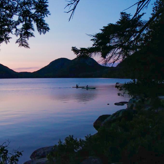 Kayaking at dusk in Maine Kayaking at dusk in Maine