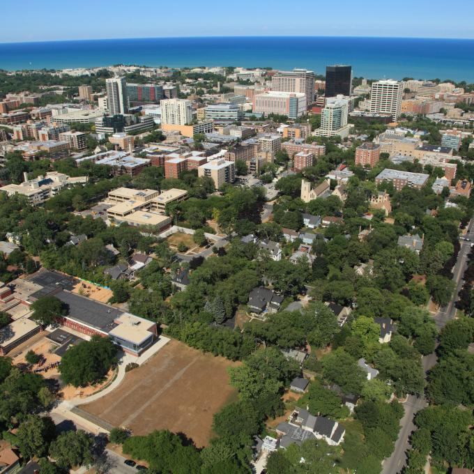 Vue aérienne de la North Shore de Chicago