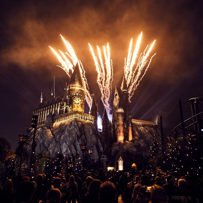 Nighttime Lights at Hogwarts Castle at Universal Orlando Resort