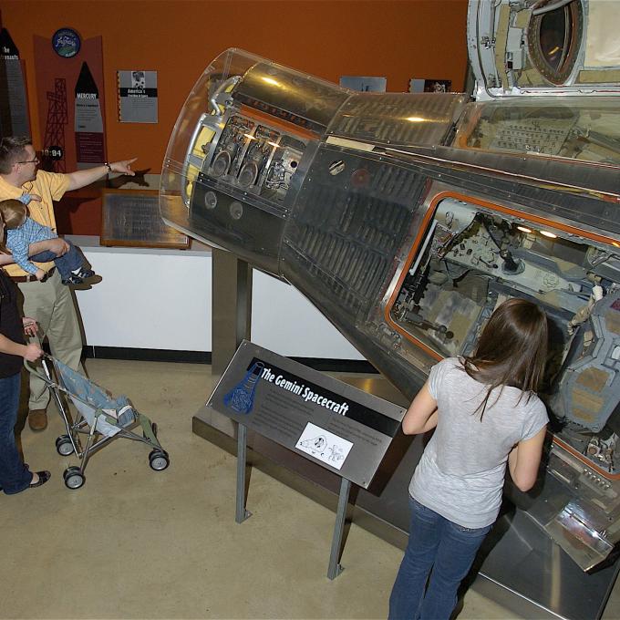 Checking out space artifacts at the Armstrong Air & Space Museum in Wapakoneta, Ohio