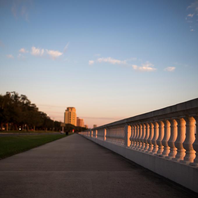 The bike path alongside Bayshore Boulevard in Tampa, Florida