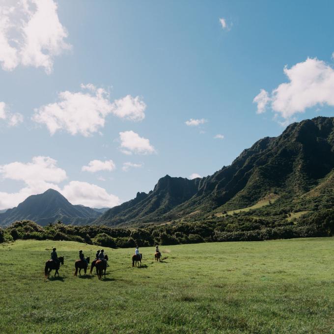 Horseback riding at Kualoa Ranch in Kaneohe, Hawaiʻi
