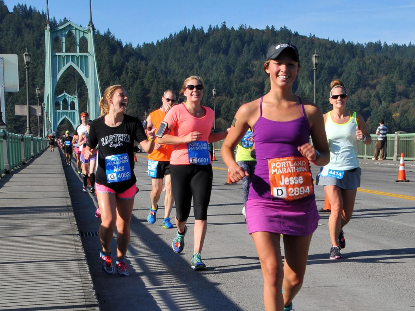 All smiles running the Portland Marathon