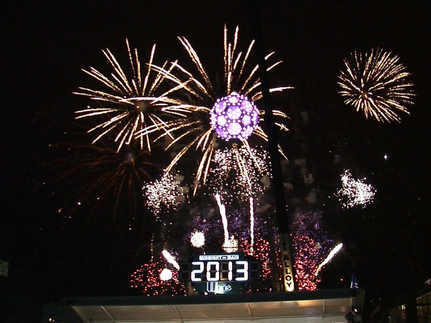 Fireworks during the Midnight on Main celebrations