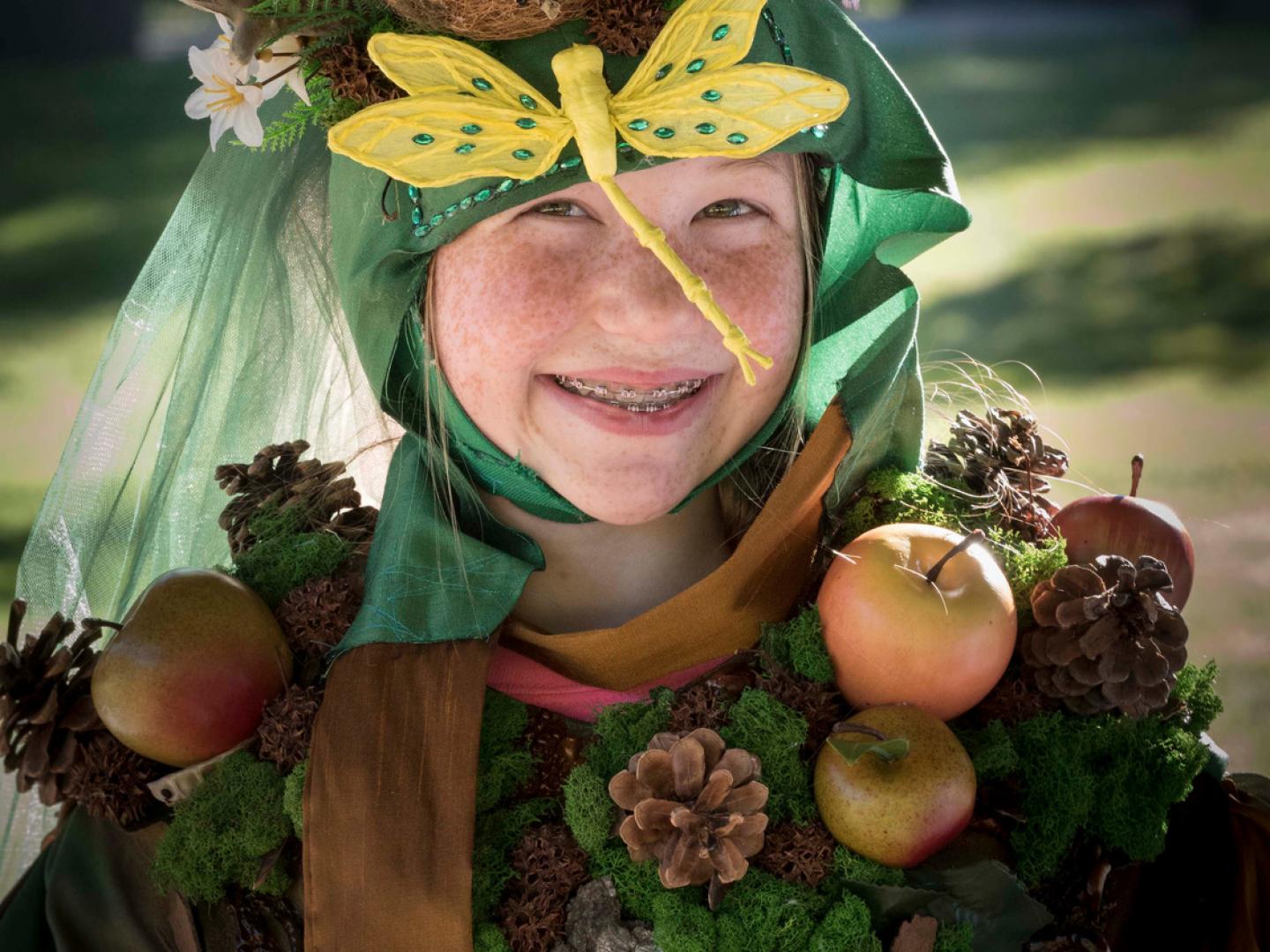 Joining in on the Fairy House Festival dress-up fun