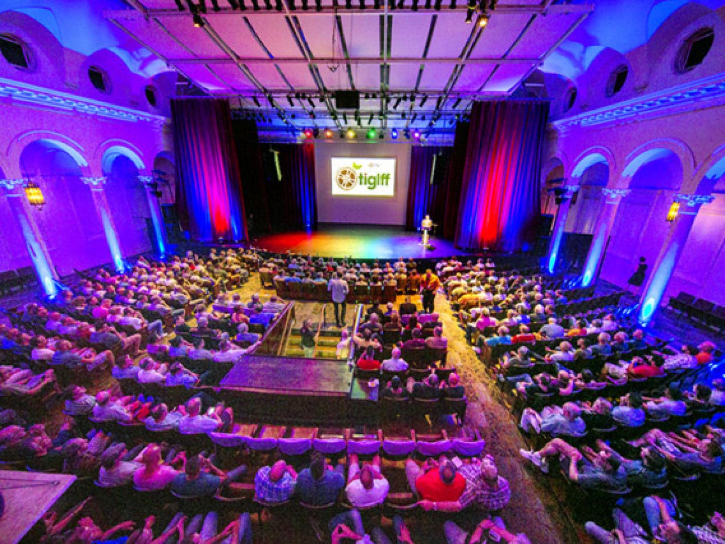 Waiting for the next feature during the Tampa International Gay + Lesbian Film Festival