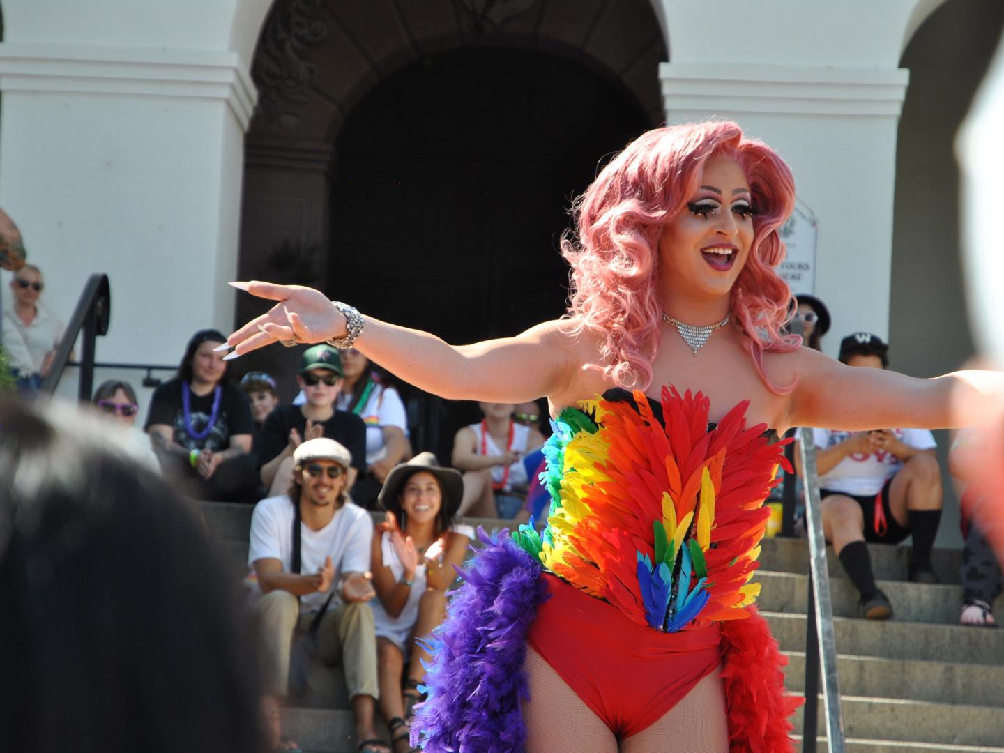 LGBTQ Pride celebration at Mission Plaza in downtown San Luis Obispo, California
