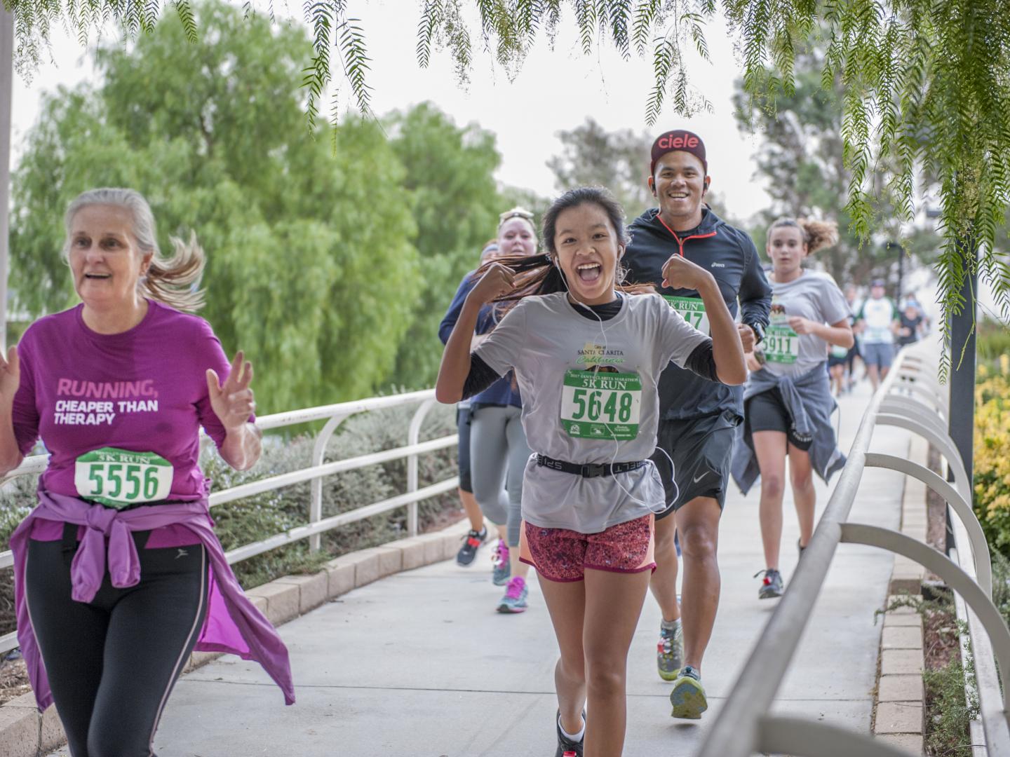 Participants running in the Santa Clarita Marathon in California