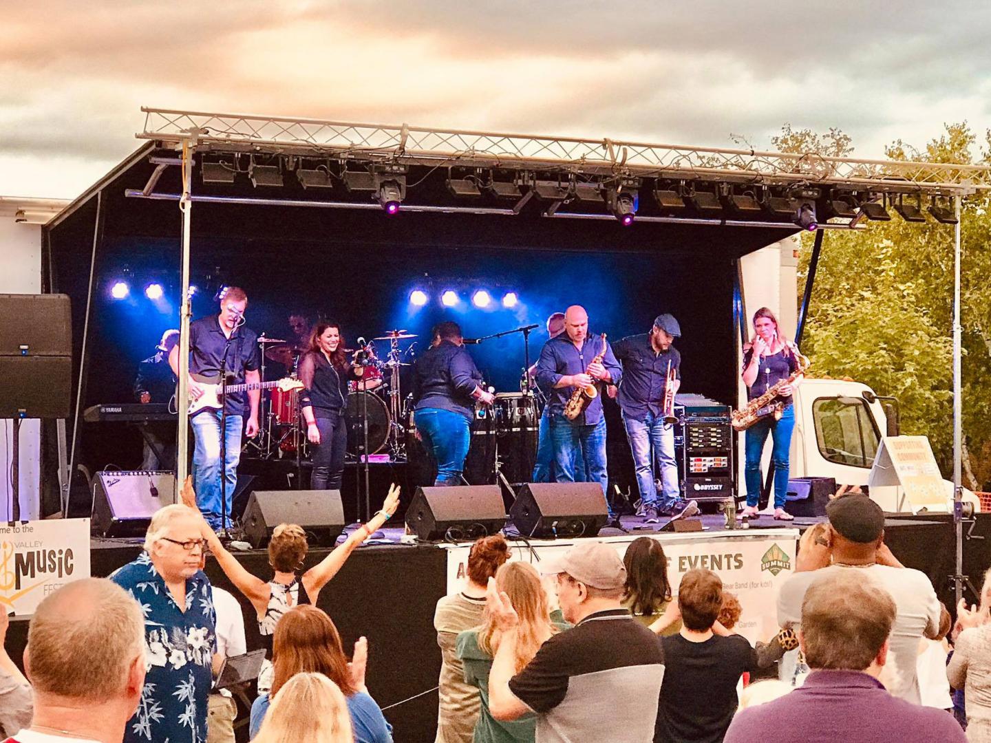 Band entertaining the crowd at the Golden Valley Arts & Music Festival