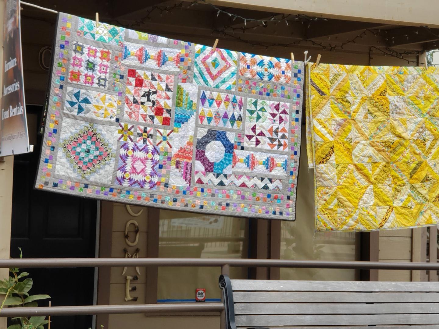 Quilts on display during the Old Town Temecula Quilt Show in California