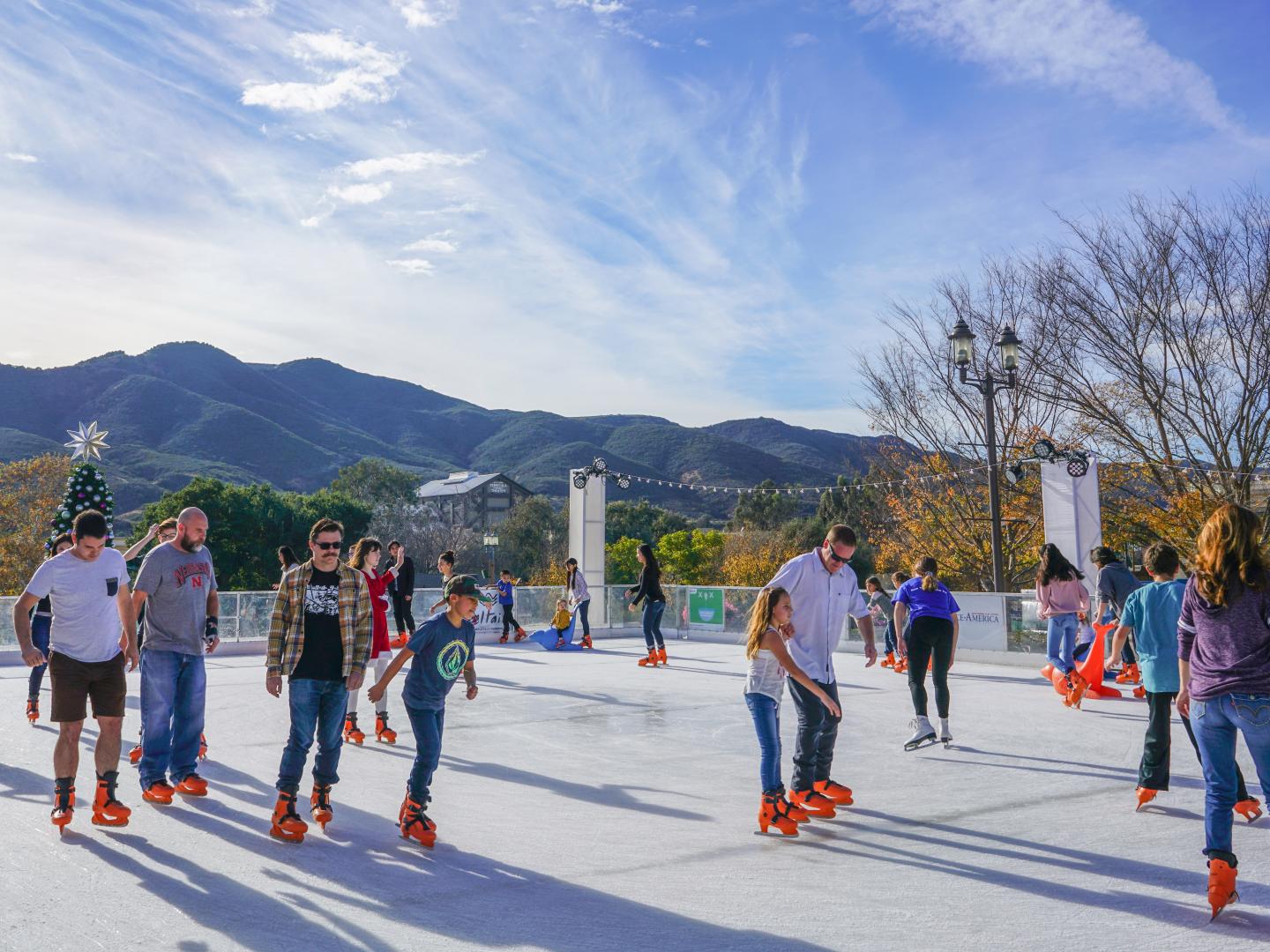 Outdoor ice skating during the Temecula Chilled event in California