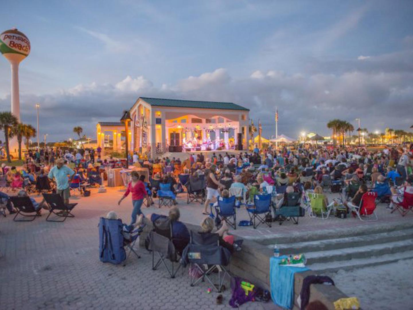 Fans gathered to watch live music during Bands on the Beach in Pensacola, Florida