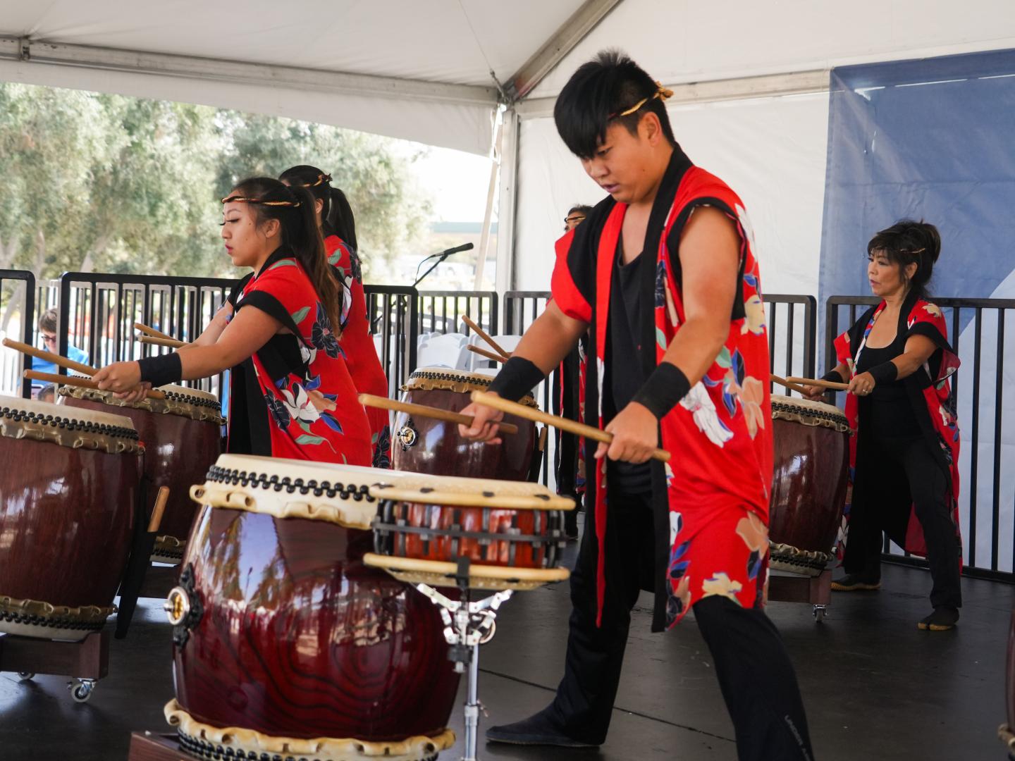Drummers at Mid-Autumn Festival at Great Park in Irvine, California
