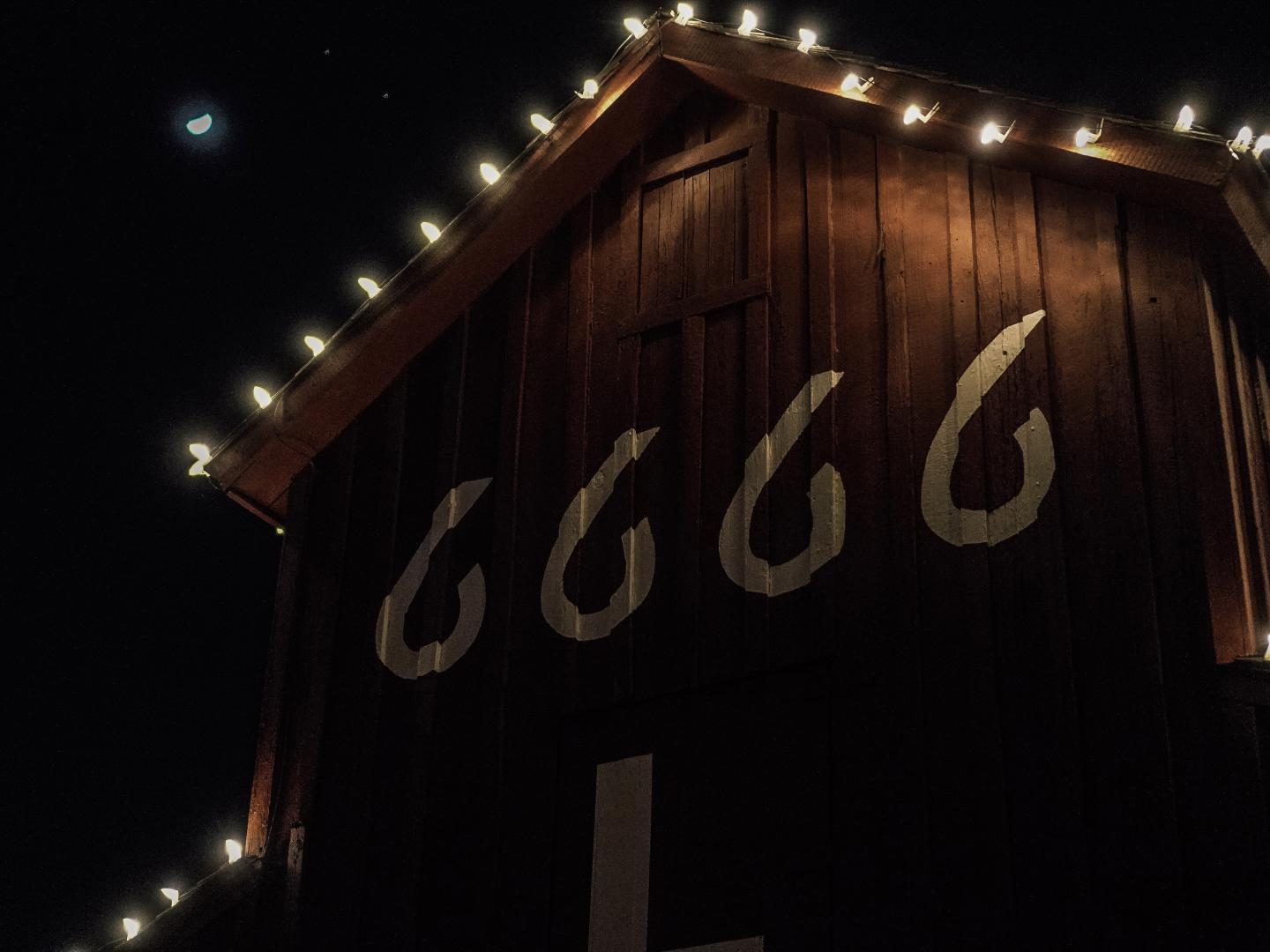 Illuminated buildings during Candlelight at the Ranch in Lubbock, Texas