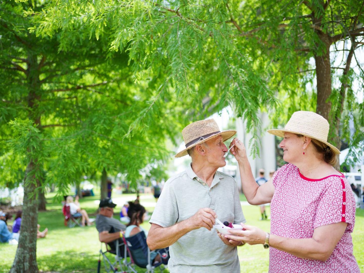 Tasting Louisiana-grown produce at the Louisiana Blackberry Festival in Houma, Louisiana