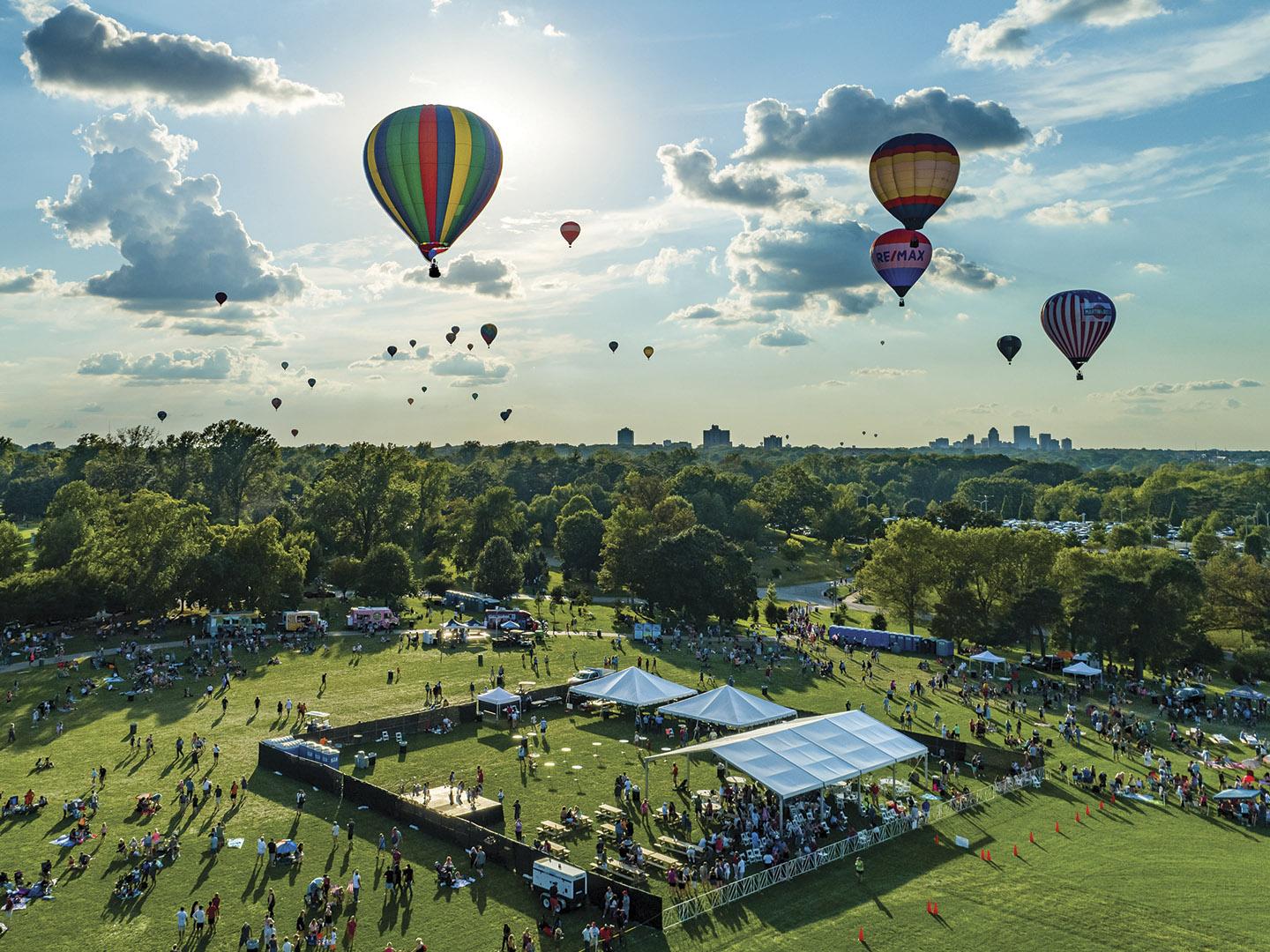 Hot air balloonists compete in the Great Forest Park Balloon Race in St. Louis, Missouri